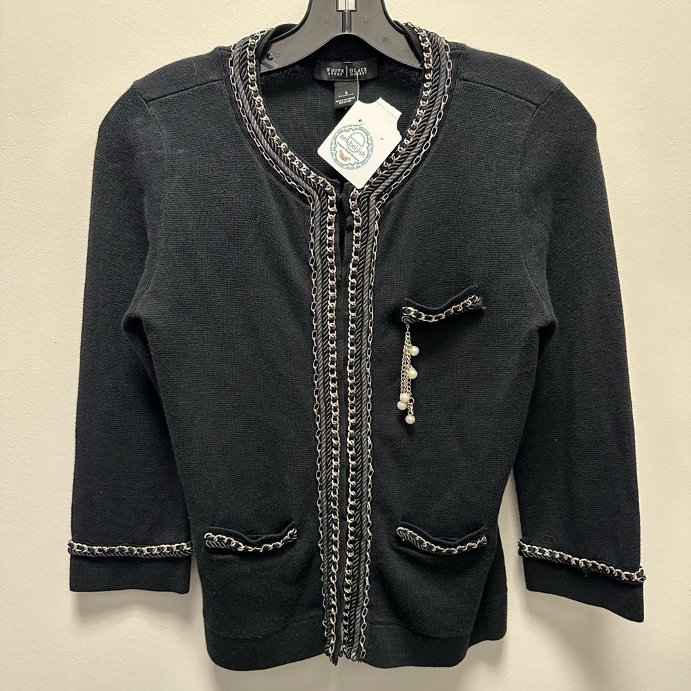 White House Black Market sweater with silver chains and pockets size S